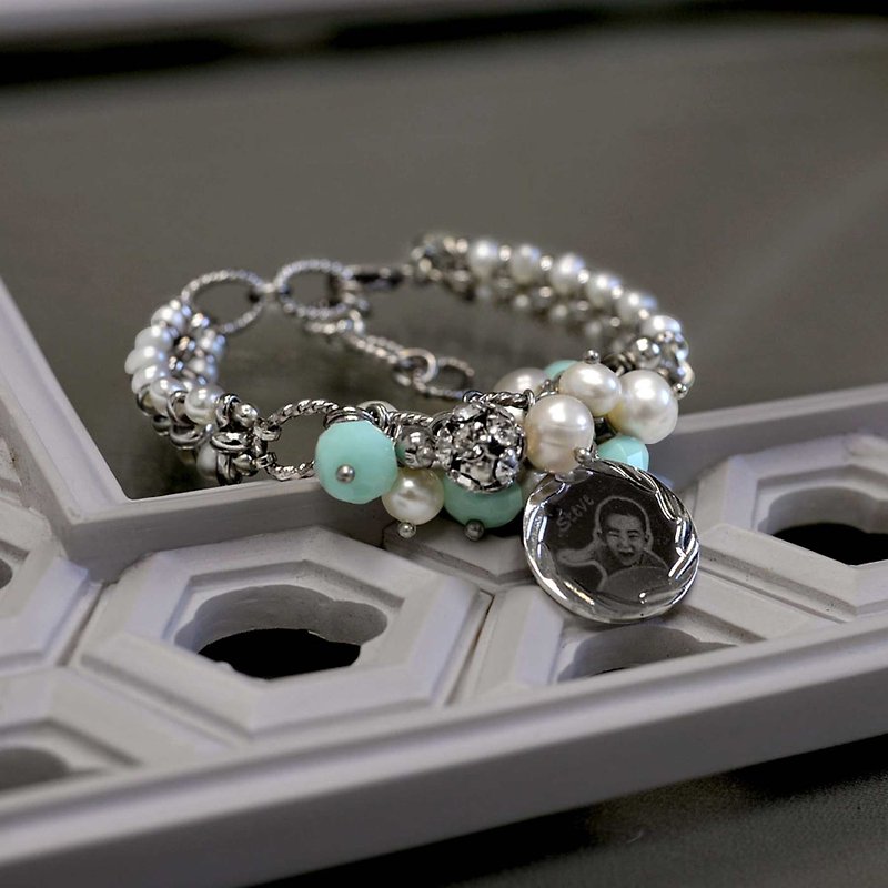 Sweetheart Mint Bracelet | Commemorative Engraving | Customized | Gifts - สร้อยข้อมือ - เครื่องเพชรพลอย 