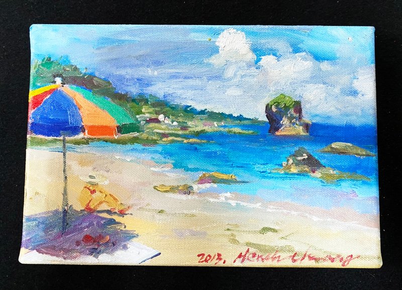 Landscape Oil Painting-Kenting - โปสเตอร์ - ผ้าฝ้าย/ผ้าลินิน สีน้ำเงิน