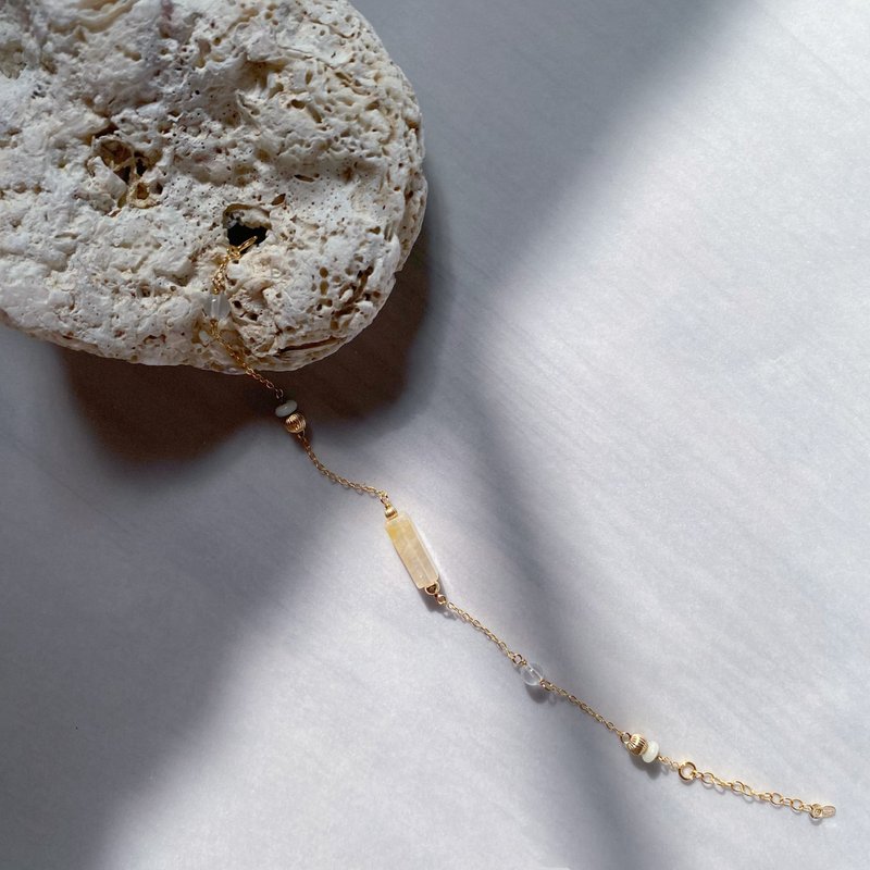 14K包金礦石手鍊_Belle 14KGF bracelet - 手鍊/手環 - 水晶 黃色
