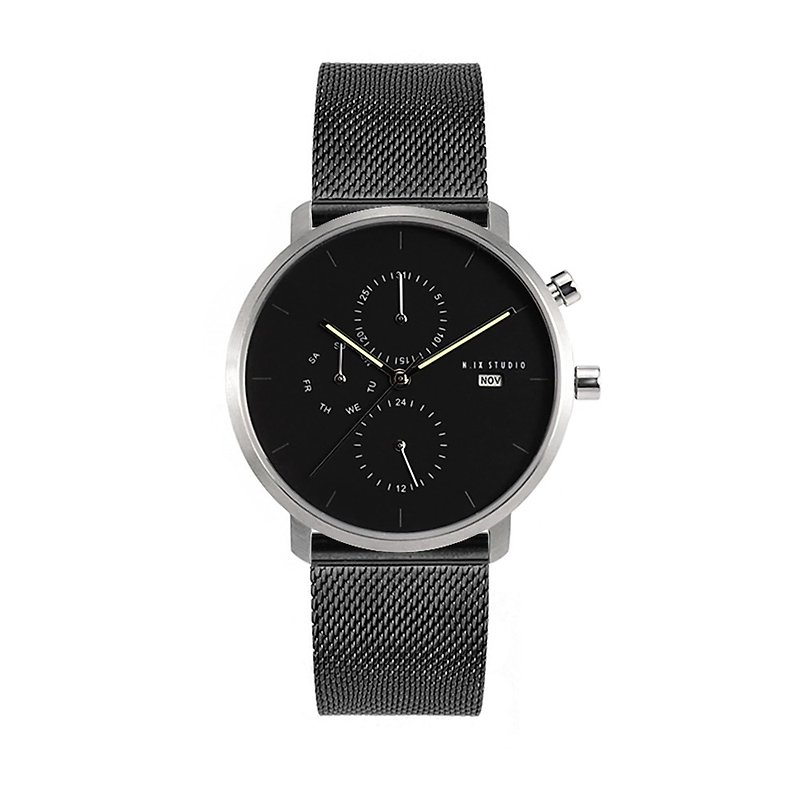 Minimal Watches : MONOCHROME CLASSIC - ONYX/MESH  (Black) - Men's & Unisex Watches - Stainless Steel Black