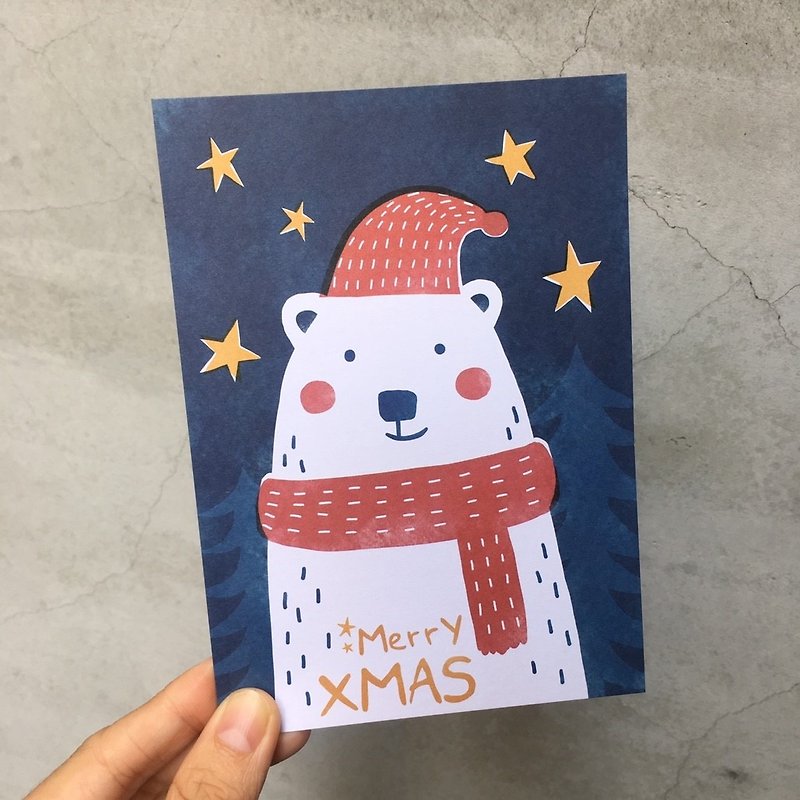 Christmas postcard-big white bear - Cards & Postcards - Paper 