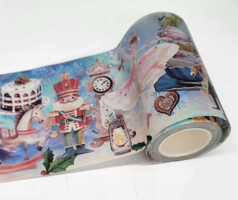 Vintage Christmas extra wide washi tape (Nutcracker Sugar Pl - 紙膠帶/和紙/PET - 紙 多色
