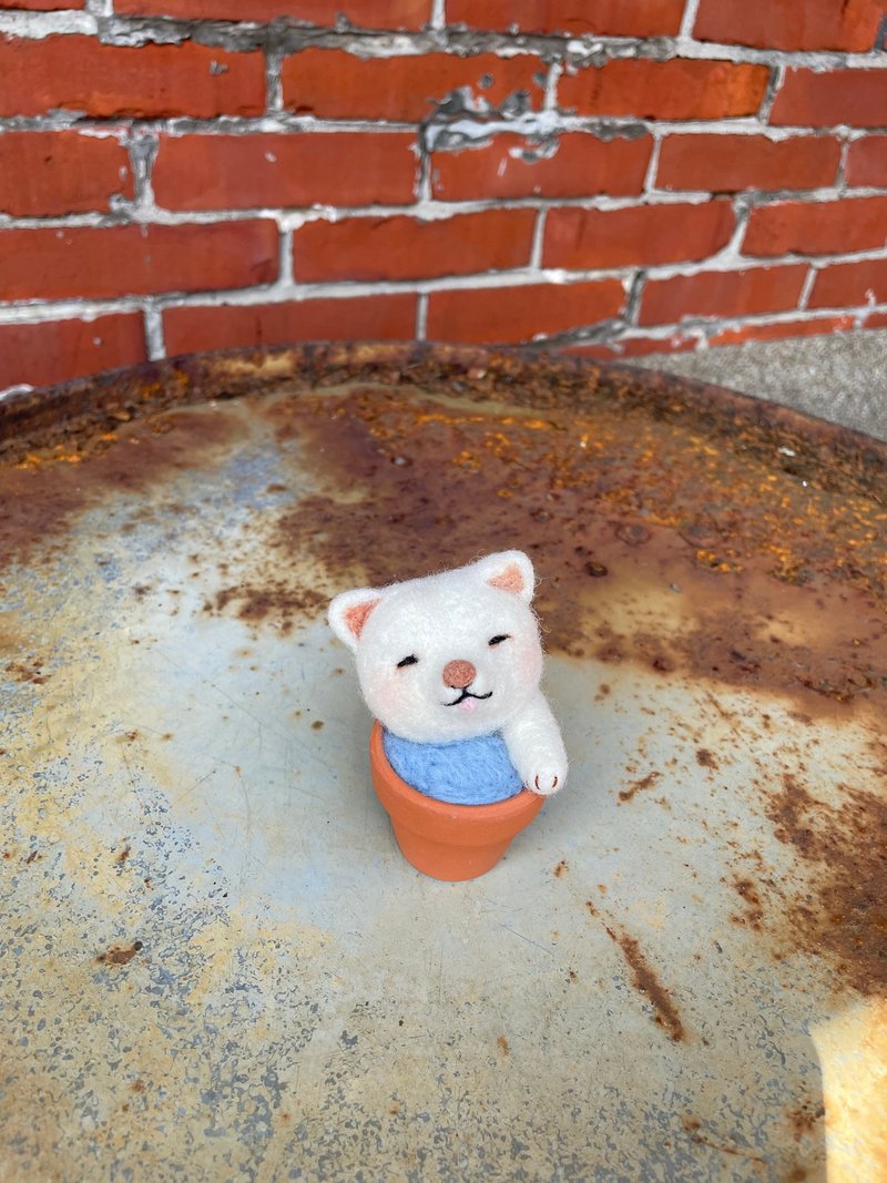 泡溫泉 白色 柴犬 羊毛氈 手作 禮物 - 公仔/玩偶 - 羊毛 