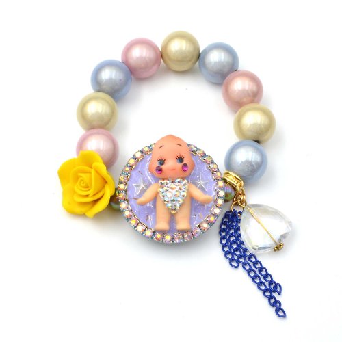 TIMBEE LO shop 立體寶石裝飾小嬰兒娃娃綴玫瑰花橡筋手鍊
