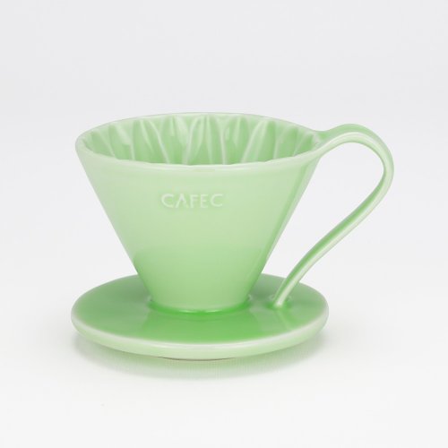 CAFEC 日本手沖咖啡器具 【熱銷補貨】日本CAFEC 花瓣型陶瓷濾杯-綠色 / 共2款