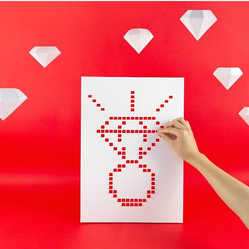 LAGO - Pixel Password poster - Passion red, LGO40587 - โปสเตอร์ - กระดาษ สีแดง