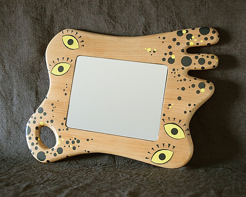 Wall Mirror (dot and eyes) - Wall Décor - Wood Yellow