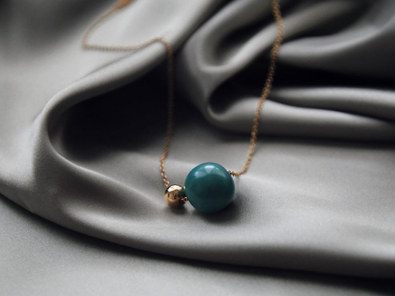 eco friendly | dot necklace-green lake - สร้อยคอ - ทองแดงทองเหลือง สีเขียว