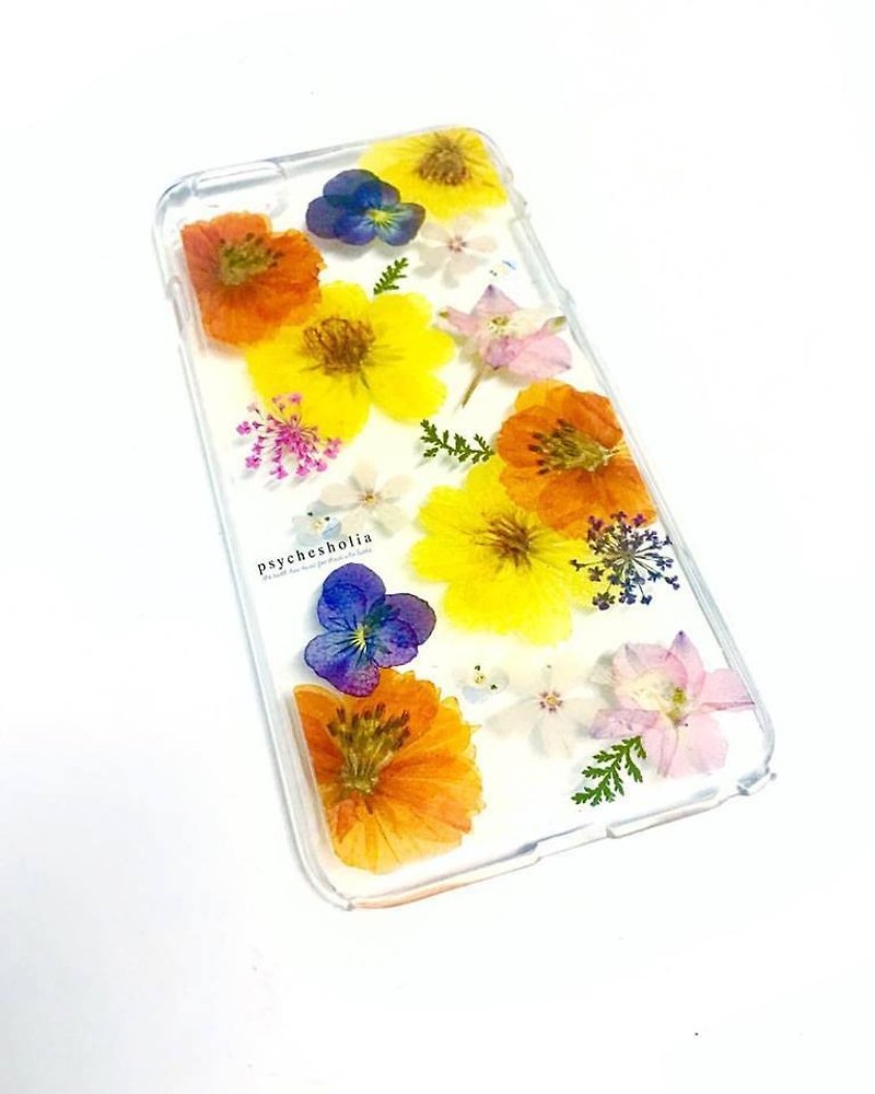 Pressed flower phone case | Cosmos | Happy life | pressed flower phone case - เคส/ซองมือถือ - ซิลิคอน สีส้ม