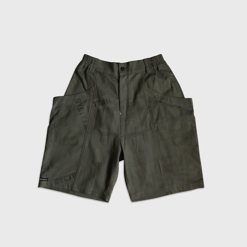 DYCTEAM - LOGO jacquard loose big pocket shorts (green) - Unisex Pants - Cotton & Hemp Green
