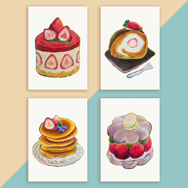 Strawberry Matcha Cake Macaron, Birthday Card, Greeting, Housewarming, Room Deco - Cards & Postcards - Paper Multicolor