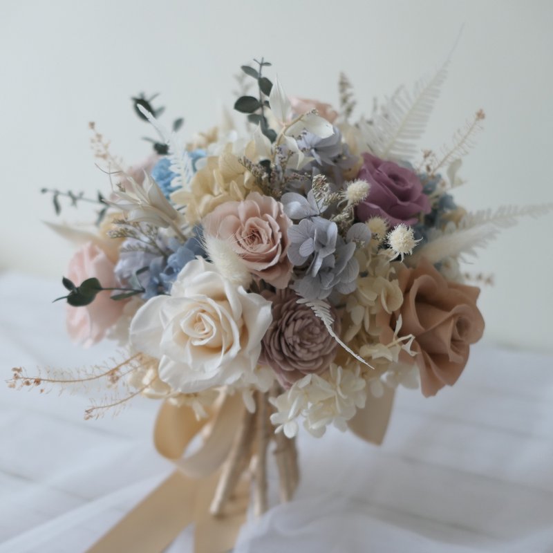 【永生花捧花-經典圓形款】婚禮捧花/客製色系/登記捧花/拍照捧花 - 乾燥花/永生花 - 植物．花 多色