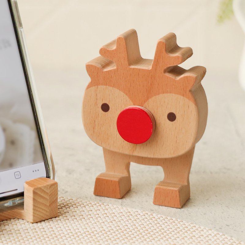 Healing Animals [Company Phone Holder-Reindeer] Tablet Holder/Business Card Holder - Phone Stands & Dust Plugs - Wood Multicolor