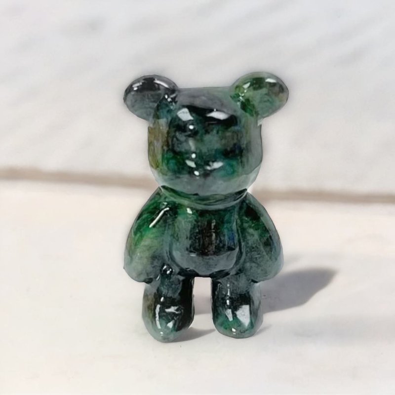 【熊熊玉見你】花青翡翠可愛小熊擺飾 | 天然緬甸玉翡翠A貨|送禮 - 擺飾/家飾品 - 玉石 綠色
