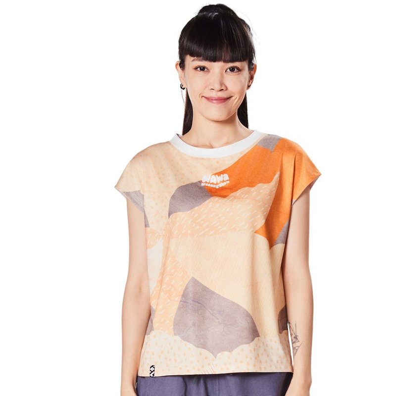 [Towards the Waves Series] Whale Tail Peach Women’s Cool TEE - Women's Tops - Polyester Orange