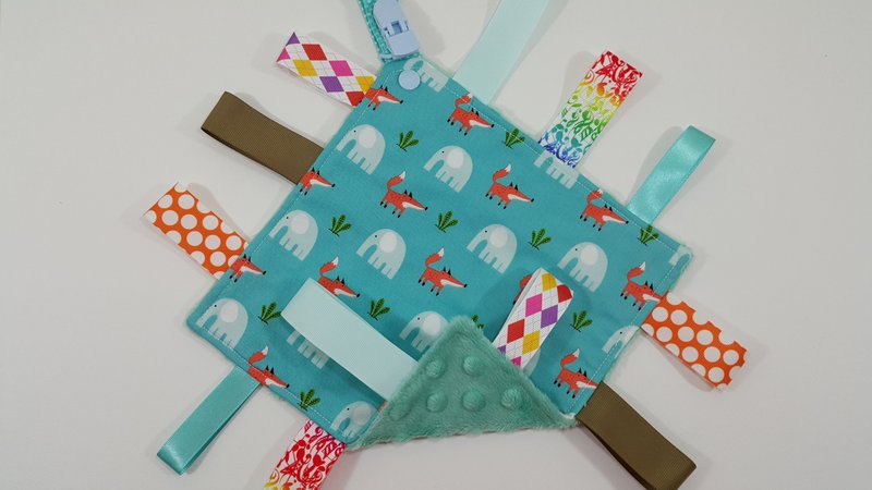 Elephant and fox care towel / blue green - ของเล่นเด็ก - ผ้าฝ้าย/ผ้าลินิน สีเขียว