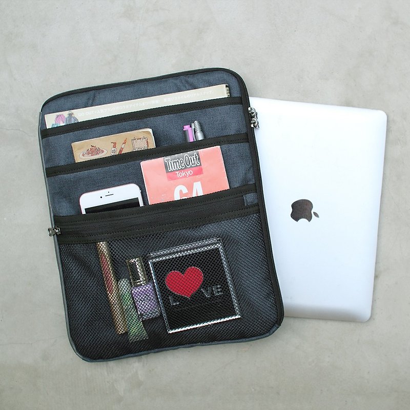 Novia Multi Pockets Bag(13.5/15 inch laptop)-Blue Black-105443 - กระเป๋าแล็ปท็อป - วัสดุกันนำ้ สีดำ