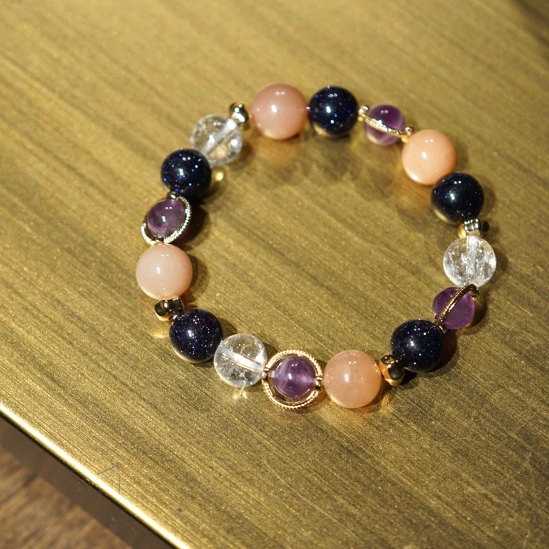 New Year Good Luck Bracelet • Sparkling Stone Blue Stone Amethyst Ice Flower White Crystal - Bracelets - Crystal Gold