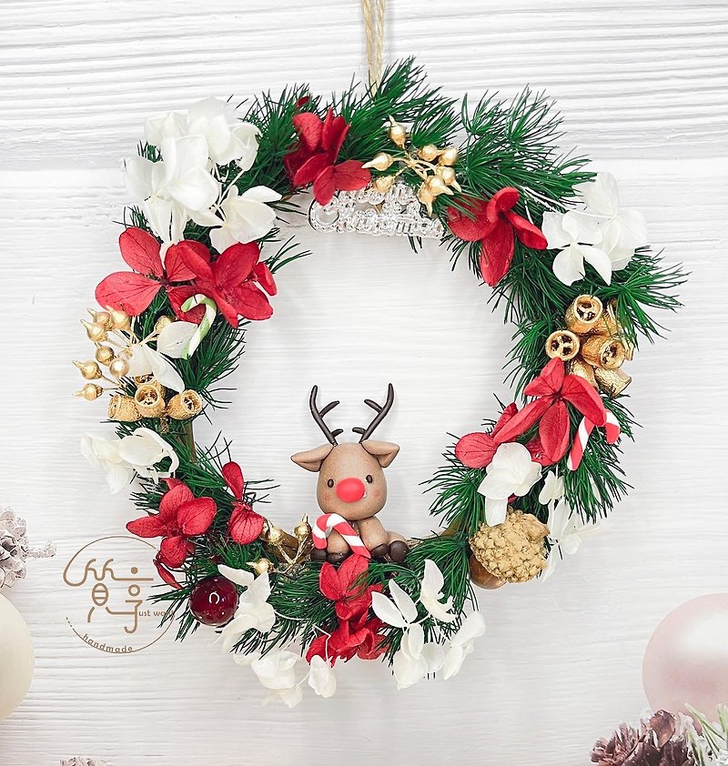 [Quality Handmade] Christmas Elk Wreath - ของวางตกแต่ง - ดินเหนียว 