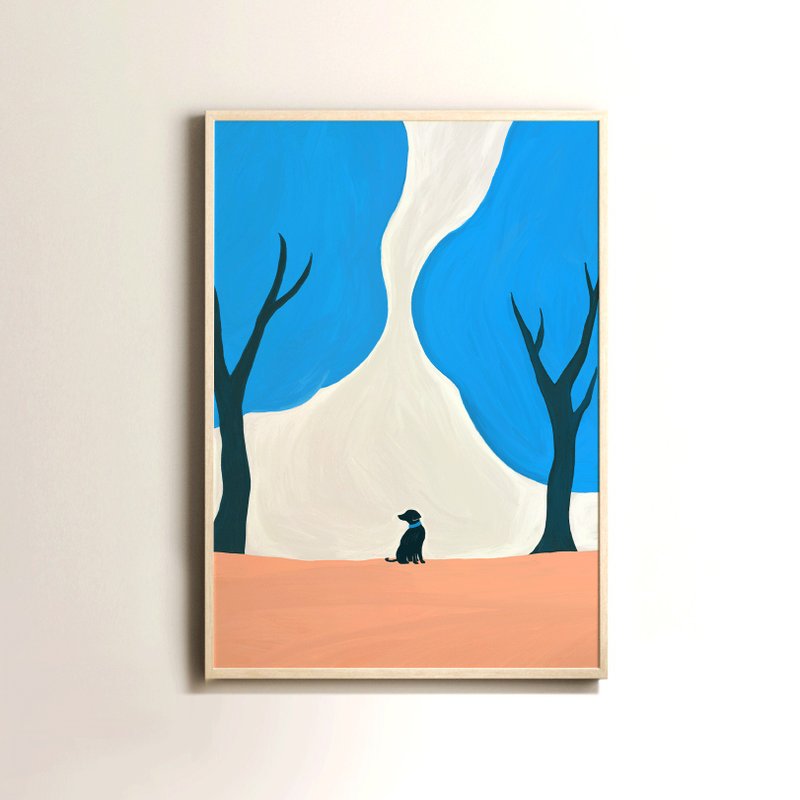 a lonely dog  art print (Frame not included) - 海報/掛畫/掛布 - 紙 白色