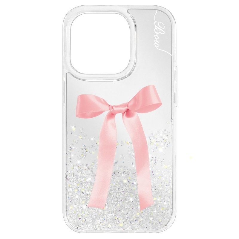 Mirror Shine B01 Silk Bow Pink iPhone 16 15 14 13 12 Pro Max - Phone Cases - Other Materials Silver