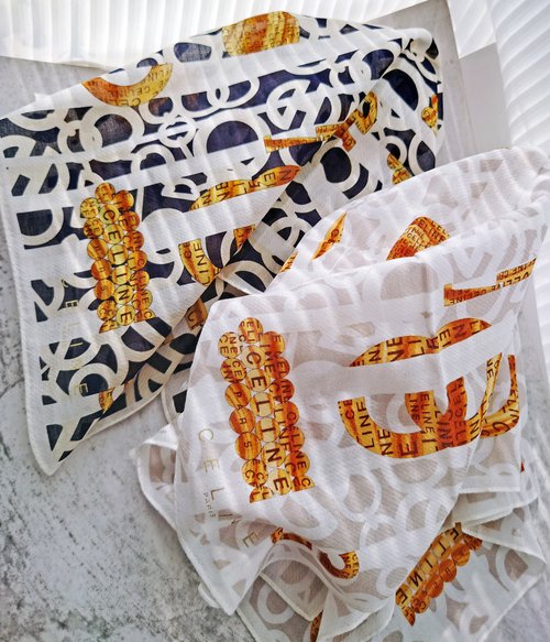 新品未使用 CELINE 金環チェーン トリオンフ ハンカチーフ スカーフ