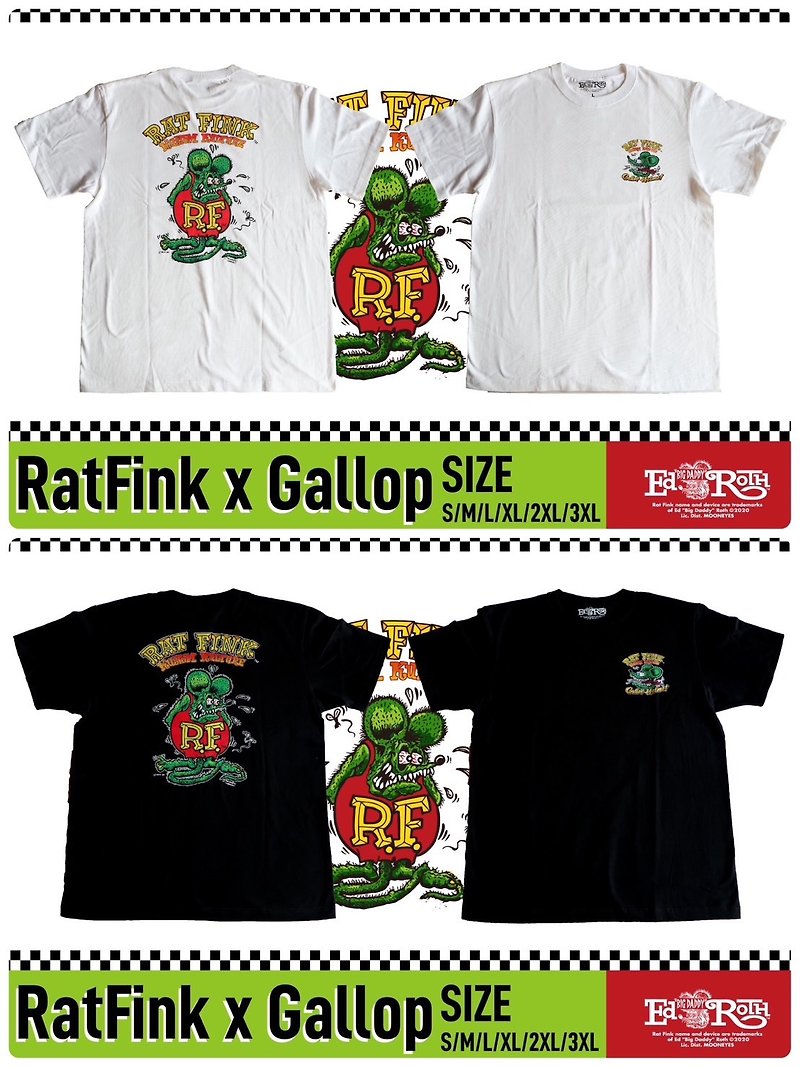 RATFINK x GALLOP short-sleeved top T-shirt is available in two colors - Women's T-Shirts - Cotton & Hemp 