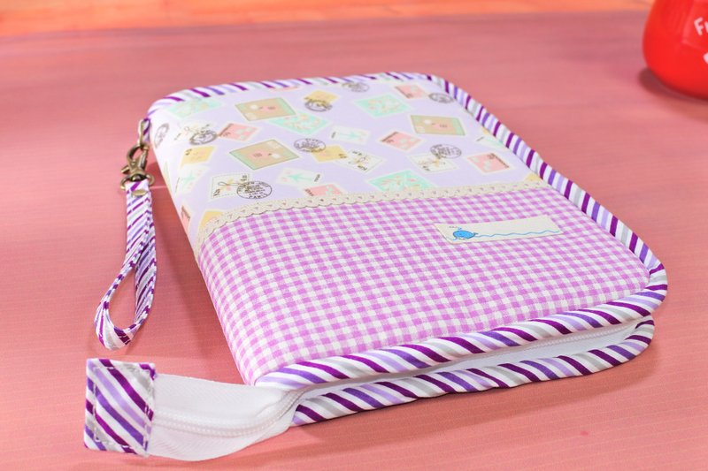 Mom & Baby Handbook A5 Cloth Book Cover Hand Account Book Cover Lavender Stamps - Notebooks & Journals - Cotton & Hemp 