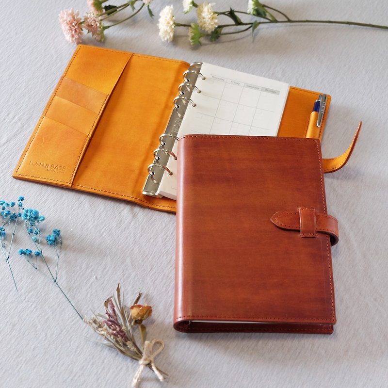 A hand-dyed, homemade oil leather personal organizer made by a personal organizer enthusiast - Notebooks & Journals - Genuine Leather 