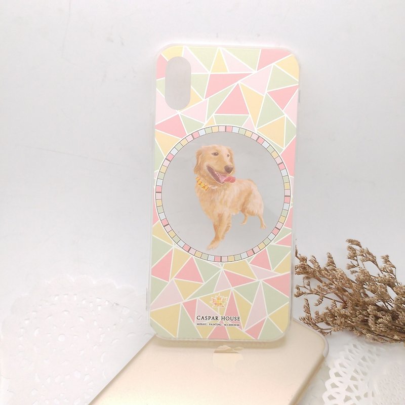 Mosaic Animal phone case - Golden Retriever - Phone Cases - Plastic Multicolor