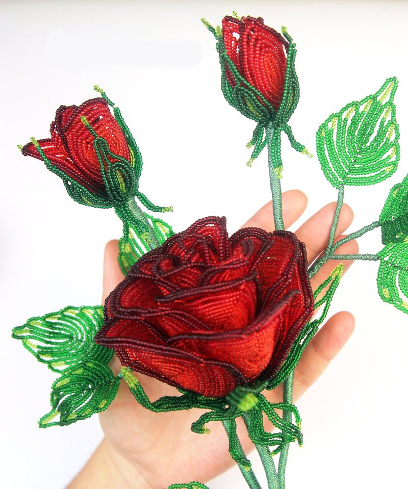 數字下載 - PDF |串珠花朵圖案 |玫瑰 - 手工藝教學/工具書 - 其他材質 