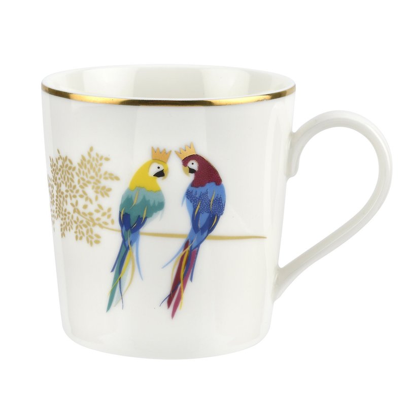Sara Miller London Piccadilly Posing Parrots Mug - Mugs - Porcelain White