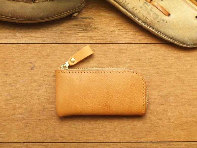 Leather Coin Purse / Stamp Bag ( Custom Name ) - Classic Tan - Coin Purses - Genuine Leather Yellow