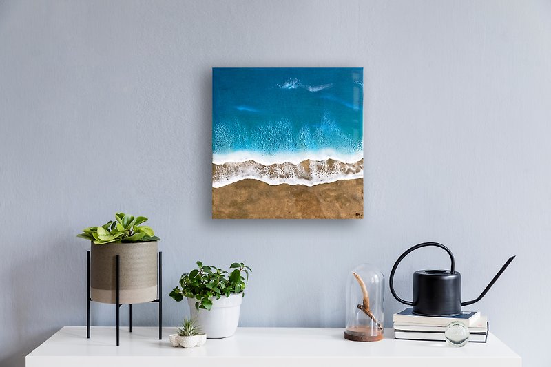 Ocean Painting, Wall Art, Home Deco, Housewarming, Wedding gift - Posters - Resin Blue