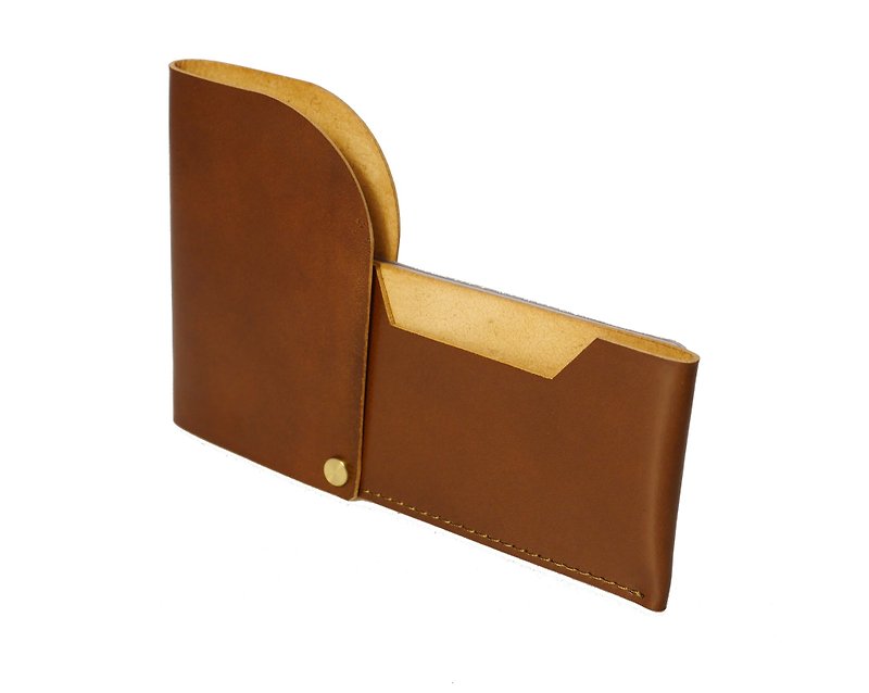 Simple sliding cover type hand-made business card holder/card holder/vegetable tanning - Card Holders & Cases - Genuine Leather Brown