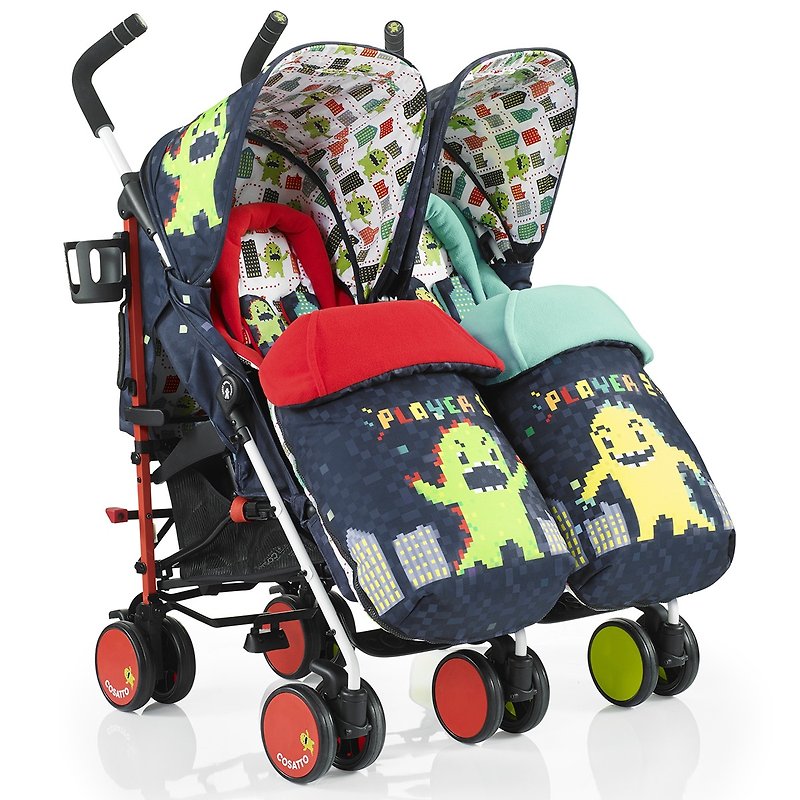 Cosatto Supa Dupa Double Stroller-Monster Arcade - Strollers - Other Materials Blue