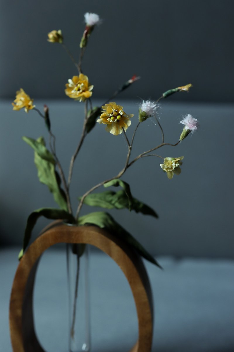 蒲公英 小金英 手染布花 古典居家擺飾 品味生活 - 擺飾/家飾品 - 棉．麻 黃色
