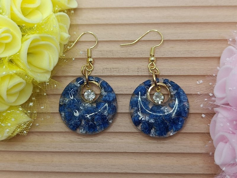 Bright Stars | Blu-ray Galaxy | Blue | Preserved Flower Earrings | Dried Flower Earrings | UV Glue | Real Flowers That Will Not Wither - Earrings & Clip-ons - Resin Blue