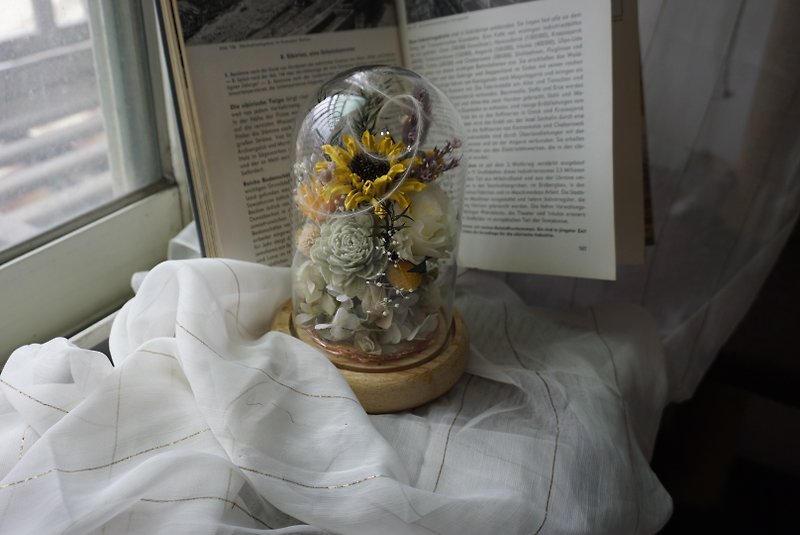 Sunflower Bell Jar Graduation Flower Birthday Gift Exchange Gift - Dried Flowers & Bouquets - Plants & Flowers Yellow