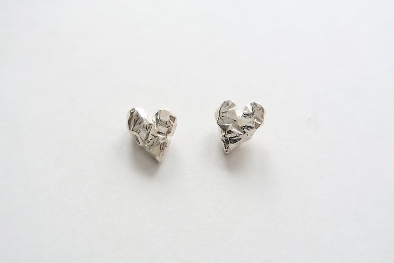 925純銀 愛心 礦石 耳環 或 耳夾 一對 - 耳環/耳夾 - 純銀 白色