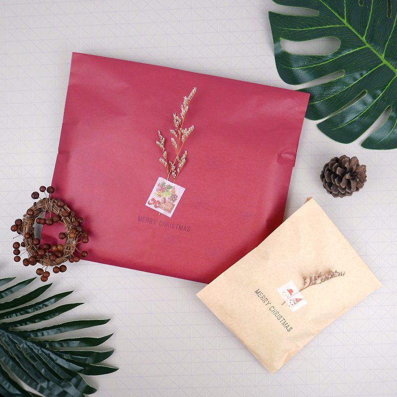 Limited purchase, free packaging kraft paper dried floral paper tape, Christmas gift exchange gift - วัสดุห่อของขวัญ - กระดาษ สีแดง