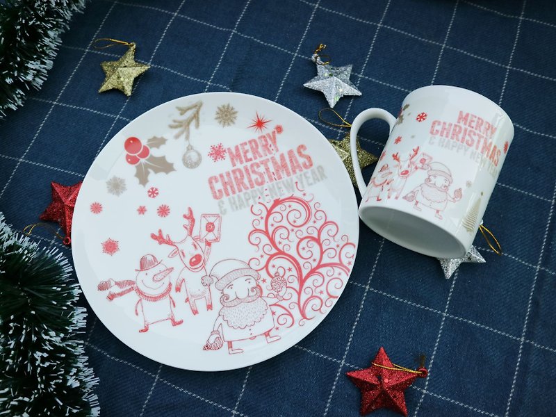 Christmas cup and plate set-booming Christmas Christmas packaging - Mugs - Porcelain 