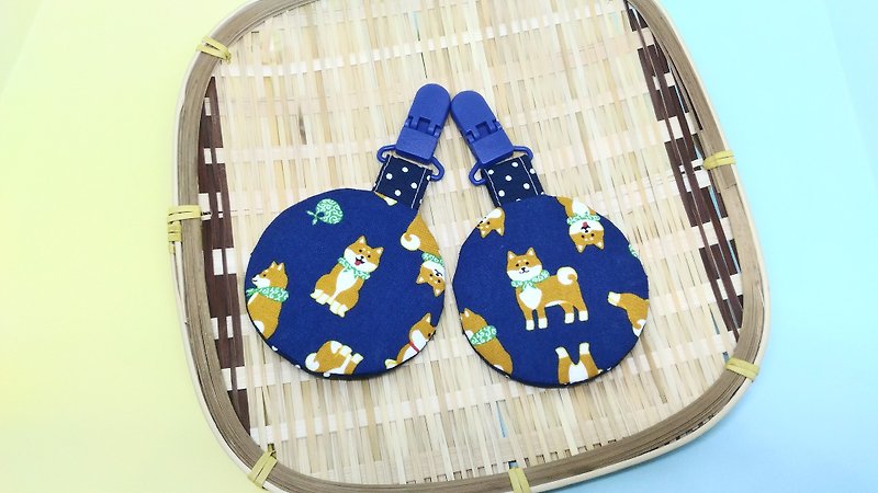 Shiba Inu Baby (blue) / Baby Round peace symbol bags. Incense bag. Lucky bag. Poem to check bags. Exclusive edge (circle) part. Bag Strap - Bibs - Cotton & Hemp Blue