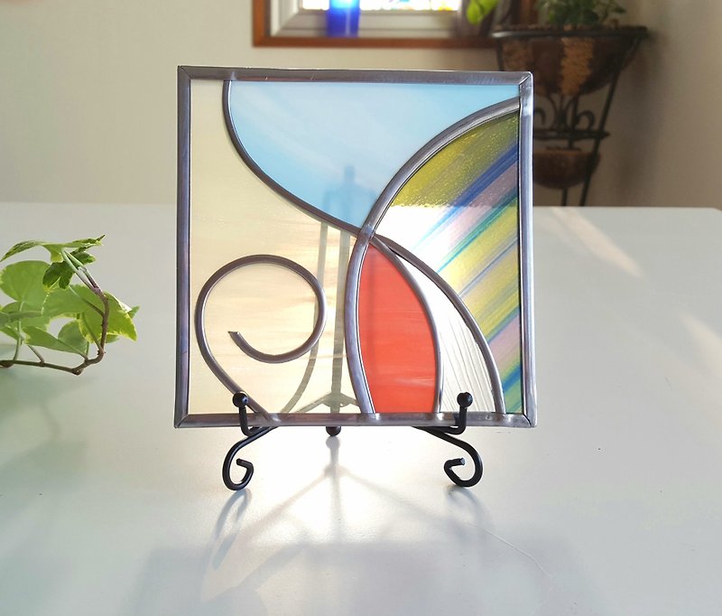 Iron stand decoration art "Spring breeze 3" - Items for Display - Glass Multicolor