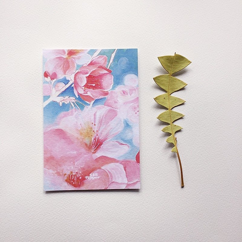 桜の花のパステルはがき01- - カード・はがき - 紙 ピンク