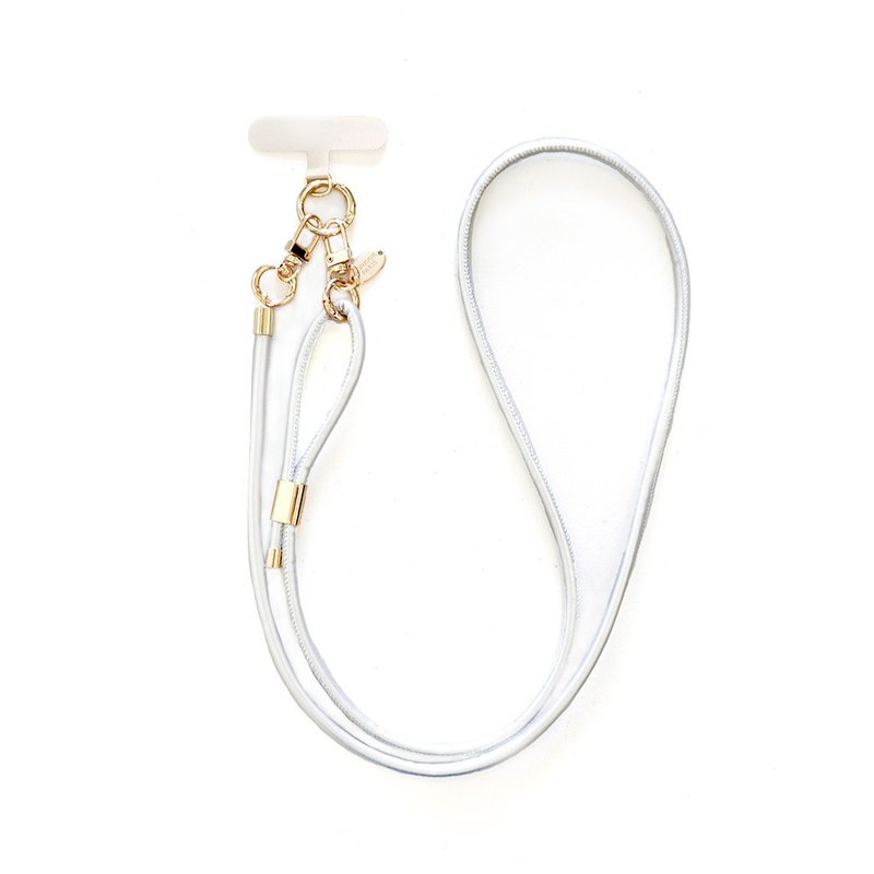 日本新品-L'AUTOMNE 法式星銀皮革雙釦可調節背帶(附掛片) - 手機掛繩/背帶 - 聚酯纖維 銀色