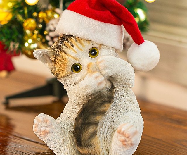 N682 クリスマスにゃんこ　猫サンタ/北欧インテリア雑貨/置物