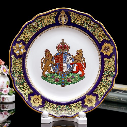擎上閣裝飾藝術 限量750英國製Spode女王1990年皇家別墅奢華歐式宮廷骨瓷大掛盤