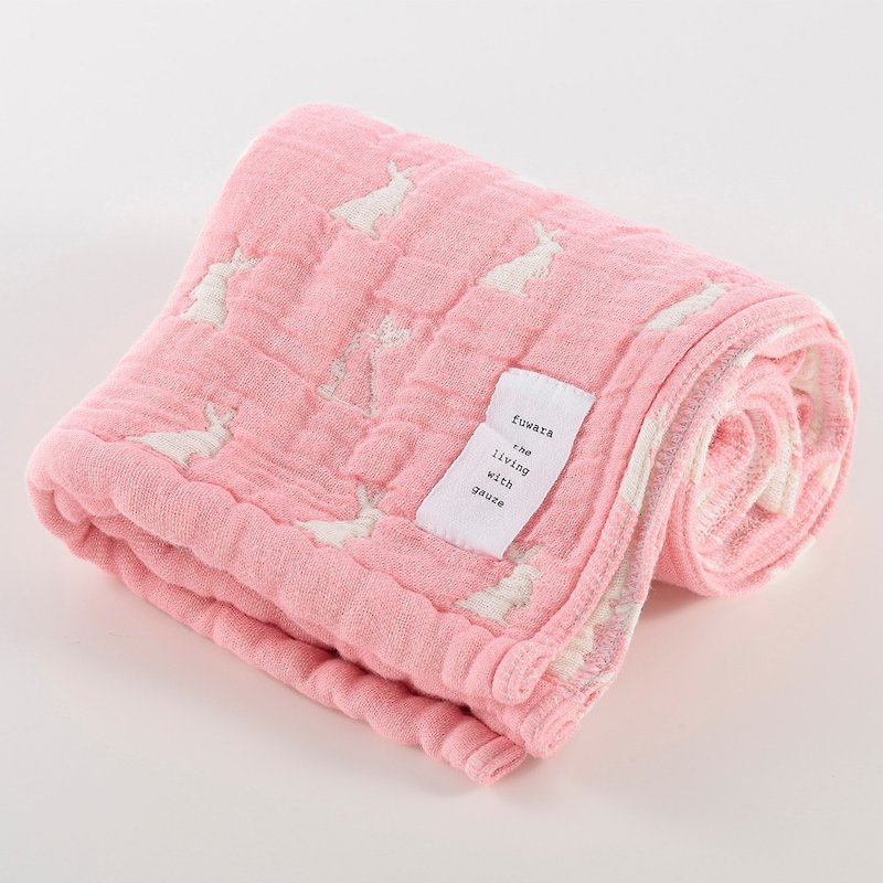 [Japan made today's crepe] six heavy yarn towel - pink rabbit - Other - Cotton & Hemp 