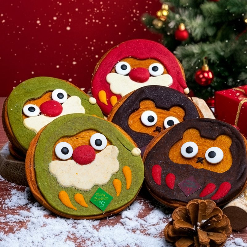 [Home Delivery] Christmas Limited Tumbler Santa Claus Assorted Soft Cookie & Mille-feuille 5-Piece Gift Box - ขนมคบเคี้ยว - อาหารสด สีแดง